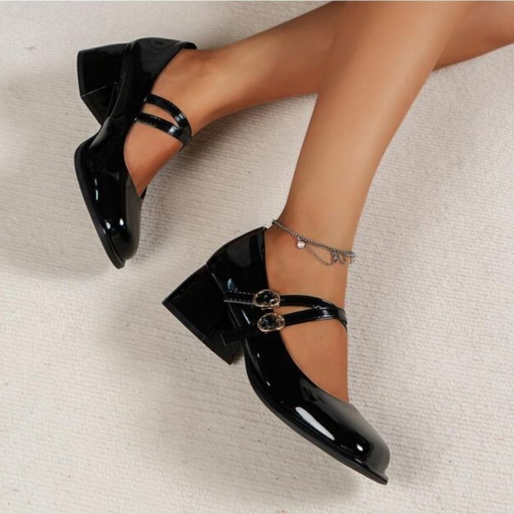 BRAND NEW CHLOE+CHASE SQUARE TOE MARY JANE LOW BLOCK HEEL SHOE G1
